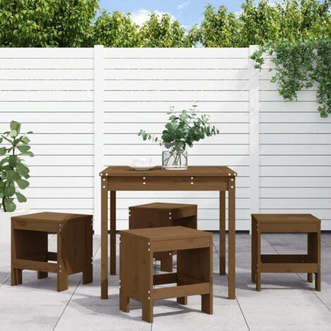 vidaXL Ensemble à manger de jardin 5pcs marron miel bois pin massif