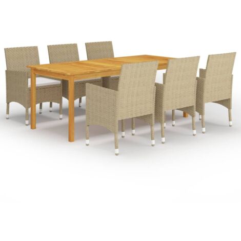 vidaXL Ensemble à manger de jardin 7 pcs Beige