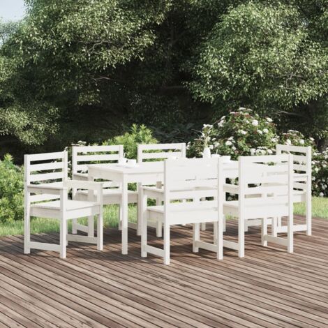 vidaXL Ensemble à manger de jardin 7 pcs blanc bois massif de pin