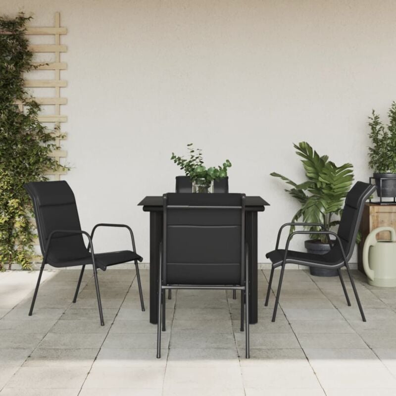Vidaxl - Ensemble à manger de jardin 5 pcs noir textilène et acier