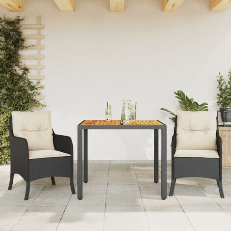 vidaXL Ensemble à manger de jardin avec coussins 3 pcs Noir