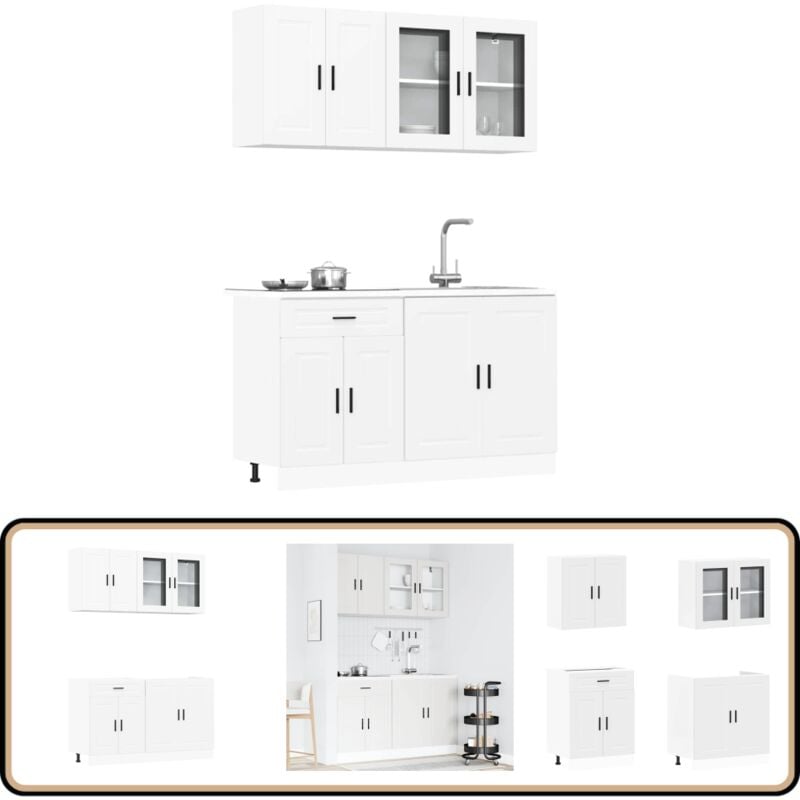 Ensemble d'armoires cuisine 4pcs Kalmar blanc bois d'ingénierie - Vidaxl