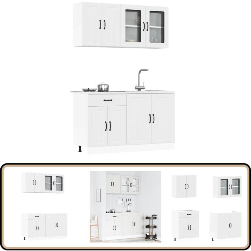 Ensemble d'armoires cuisine 4pcs Kalmar blanc bois d'ingénierie - Vidaxl