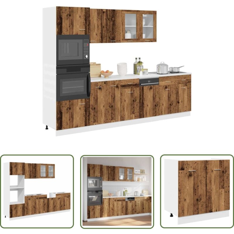 VidaXL Ensemble d'armoires de cuisine 7 pcs vieux bois