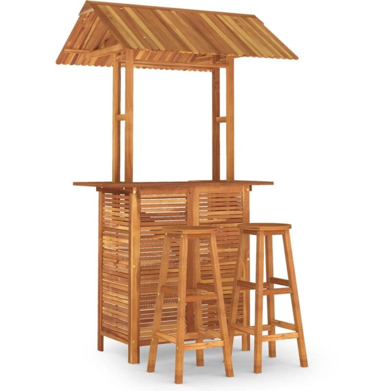 Ensemble de bar de jardin 3 pcs Bois d'acacia solide