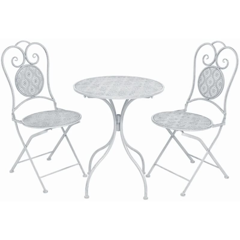 Vidaxl - Ensemble de bistro 3 pcs acier blanc grisâtre