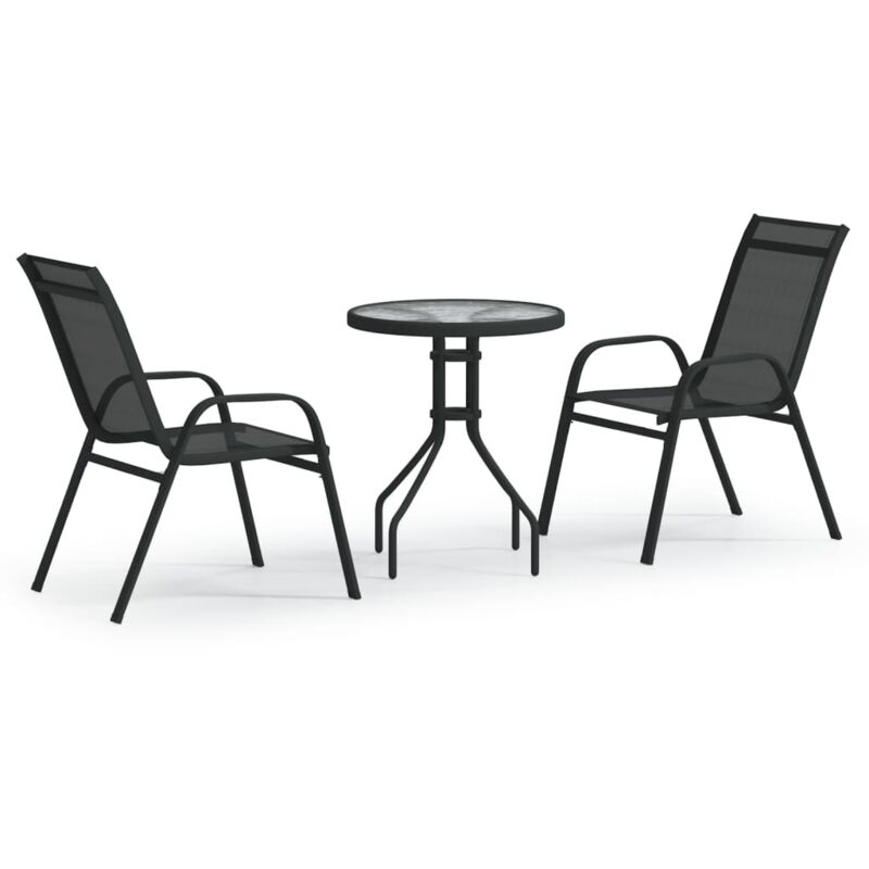 Ensemble de bistro de jardin 3 pcs Noir Vidaxl