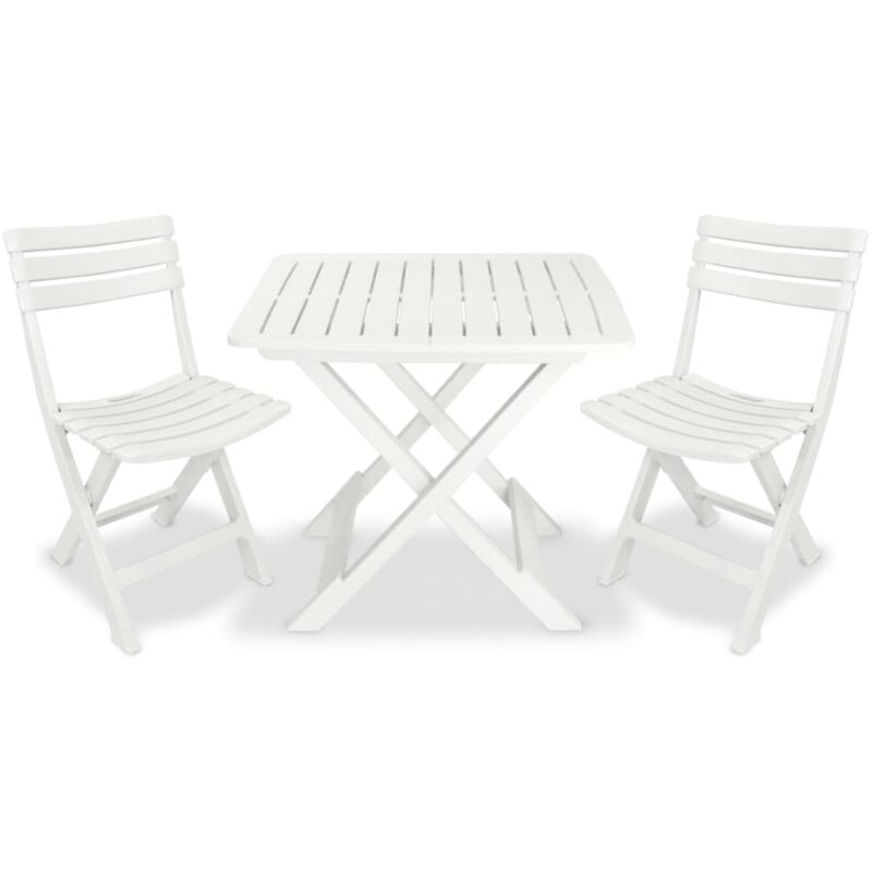 Ensemble de bistro pliable 3 pcs Plastique Blanc Vidaxl