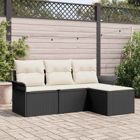 vidaXL Ensemble de canapé de jardin 4 pcs Noir 55 x 55 x 37cm
