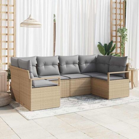 vidaXL Ensemble de canapé de jardin 6 pcs Beige Poly rotin