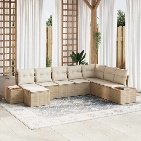 vidaXL Ensemble de canapé de jardin 8 pcs Beige Poly rotin