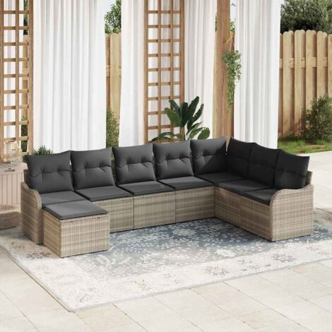 vidaXL Ensemble de canapé de jardin 8 pcs Gris clair Poly rotin