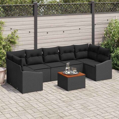 vidaXL Ensemble de canapé de jardin 8 pcs Noir