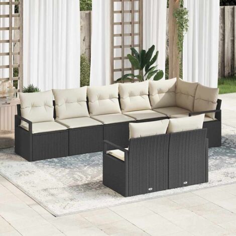 vidaXL Ensemble de canapé de jardin 8 pcs Noir Poly rotin