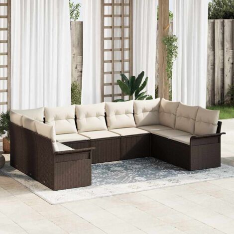 vidaXL Ensemble de canapé de jardin 9 pcs Marron Poly rotin