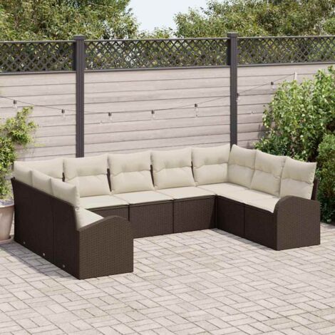 vidaXL Ensemble de canapé de jardin 9 pcs Marron Poly rotin