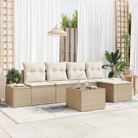 vidaXL Ensemble de canapé de jardin avec coussin 6 pcs Beige et crème