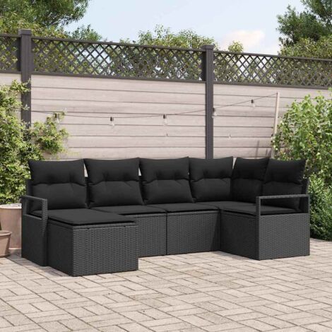 vidaXL Ensemble de canapé de jardin avec coussin 6 pcs Noir