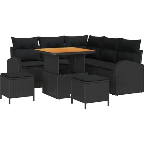 vidaXL Ensemble de canapé de jardin avec coussin 8 pcs Noir