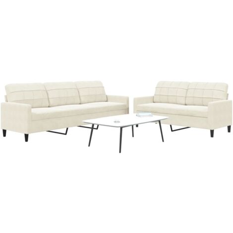 vidaXL Ensemble de canapés 2 pcs avec coussins Crème Velours