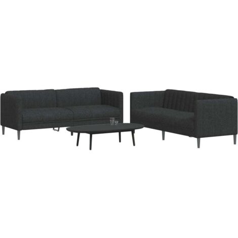 vidaXL Ensemble de canapés 2 pcs noir tissu