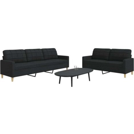 vidaXL Ensemble de canapés 2 pcs noir tissu