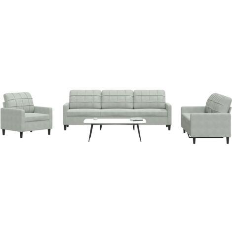 vidaXL Ensemble de canapés 4 pcs avec coussins Gris clair Velours
