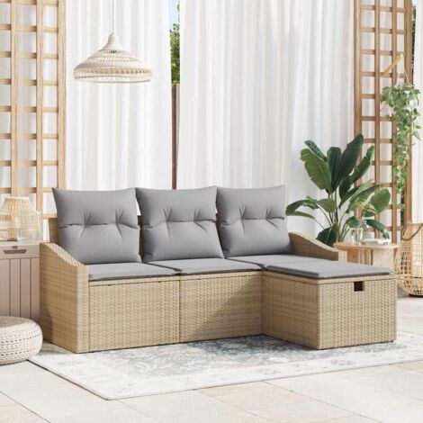 vidaXL Ensemble de Canapés avec coussin 4 pcs polyrotin