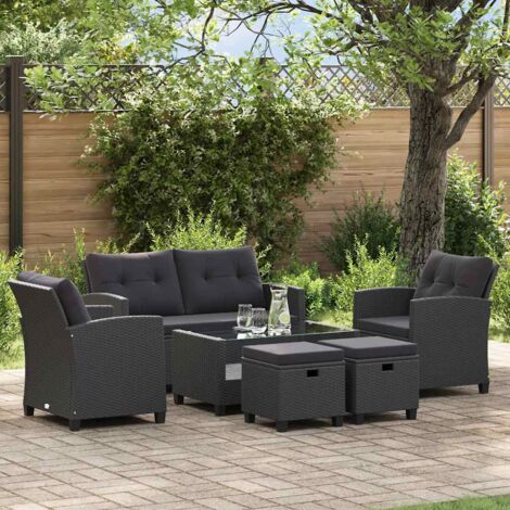 Vidaxl – Ensemble de canapés de jardin 6 pcs – Résine tressée noire – Coussins épais amovibles – Cadre en acier enduit de poudre – Dimensions optimisées
