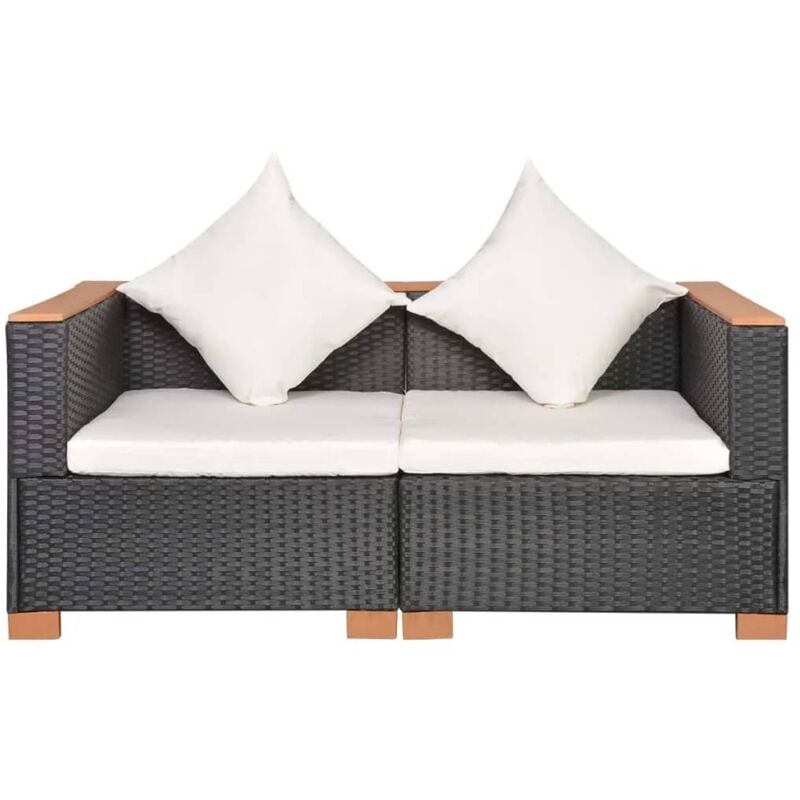 Canapé de jardin Résine tressée Noir Vidaxl