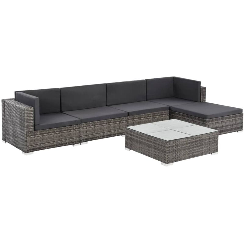 Vidaxl salon de jardin 6 pcs avec coussins r&eacute;sine tress&eacute;e gris 44607