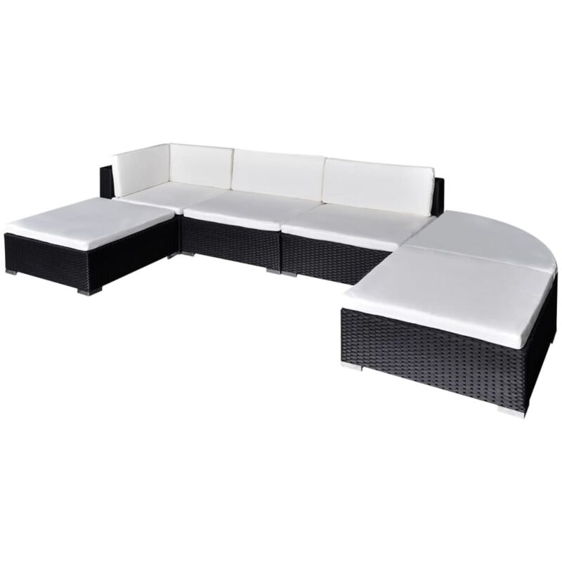 Vidaxl salon de jardin 6 pcs avec coussins r&eacute;sine tress&eacute;e noir 41273