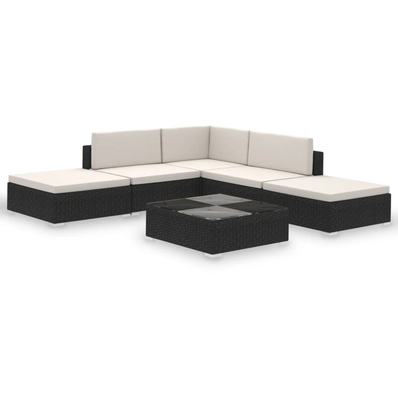 Vidaxl - Salon de jardin 6 pcs avec coussins Résine tressée Noir