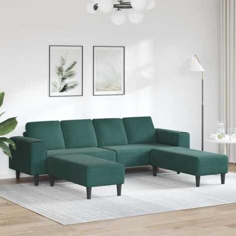 vidaXL Ensemble de Canapés Vert foncé Velours