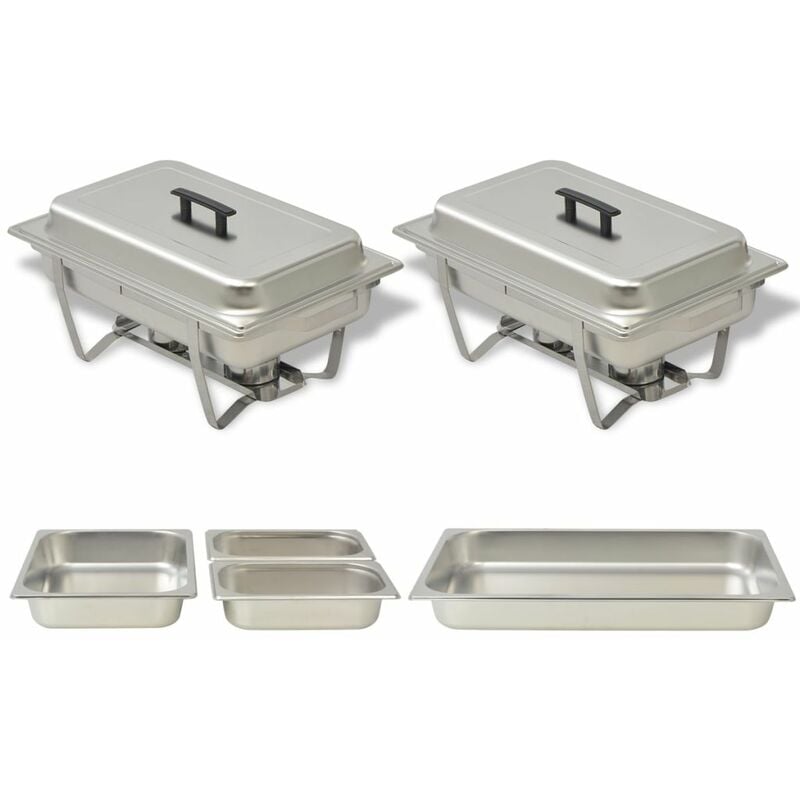 Ensemble des chauffe-eau en acier inoxydable avec un couvercle en argent divers modèles des modèles : 2 pcs