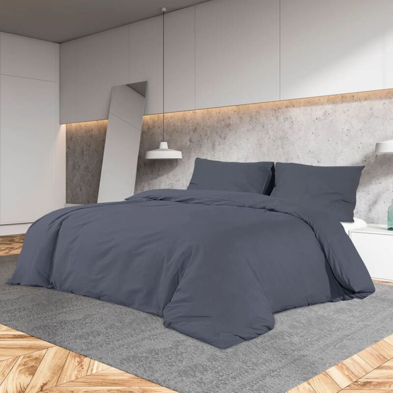 Vidaxl - Ensemble de housse de couette Anthracite 200x220 cm Coton