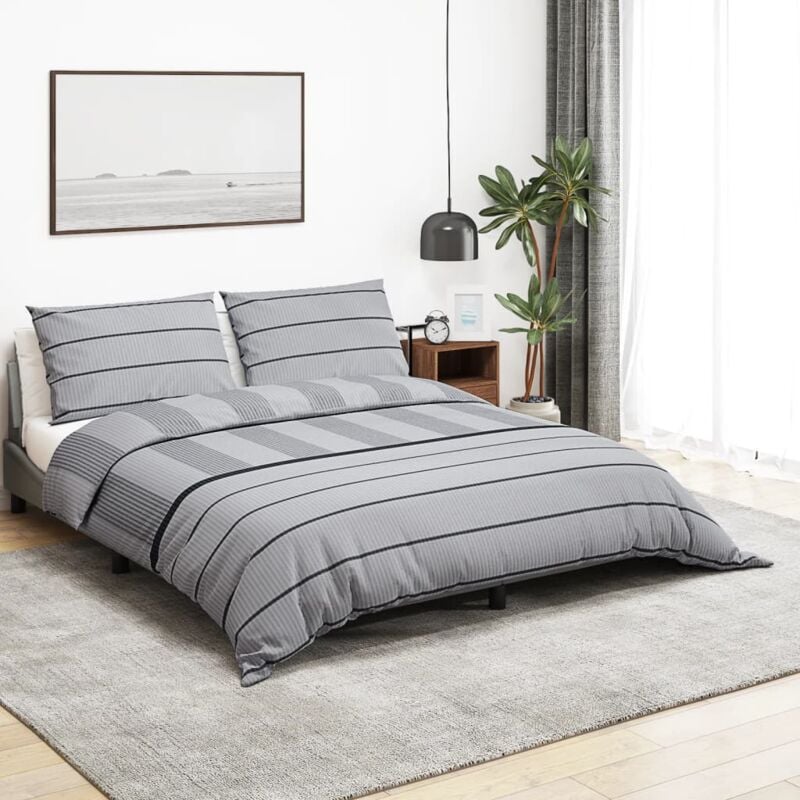 Vidaxl - Ensemble de housse de couette Gris 200x200 cm Coton