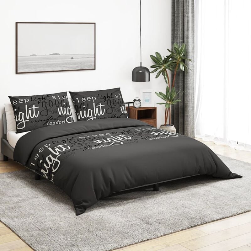 Vidaxl - Ensemble de housse de couette Noir 200x200 cm Coton