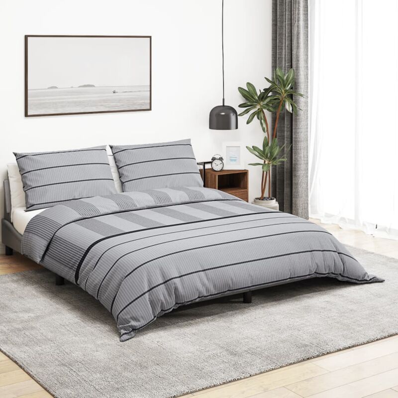 Vidaxl - Ensemble de housse de couette Gris 155x220 cm Coton