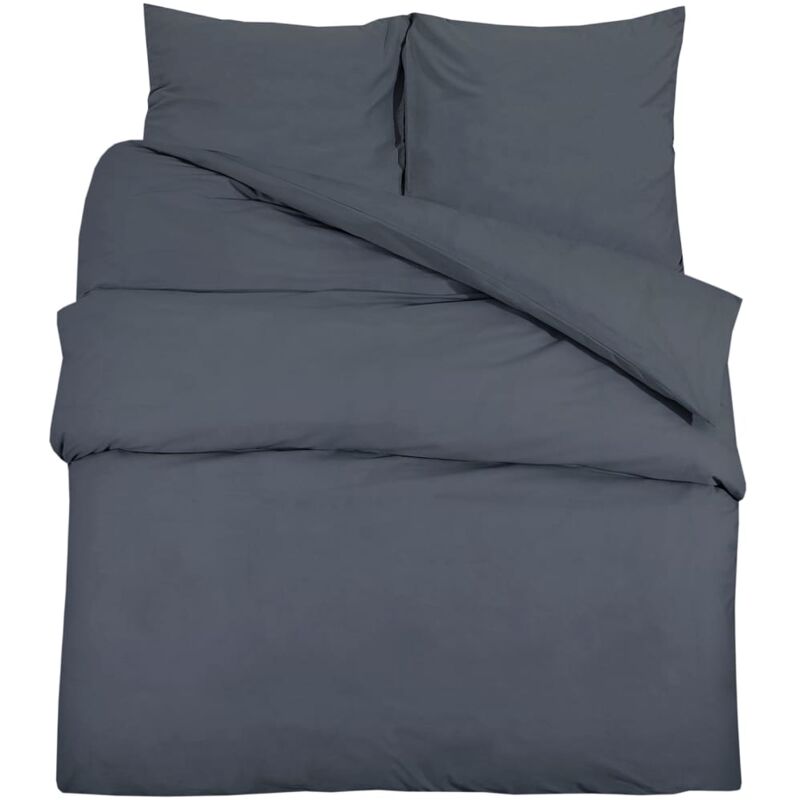 Vidaxl - Ensemble de housse de couette Anthracite 200x200 cm Microfibre