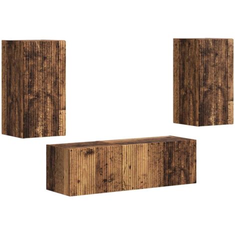 vidaXL Ensemble de meuble TV mural 4 pcs Bois ancien Bois d'ingénierie