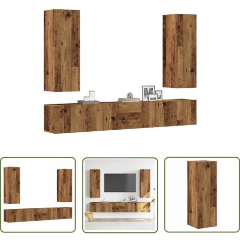 vidaXL Ensemble de meuble TV mural 5 pcs vieux bois bois d'ingénierie