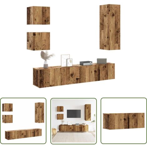 vidaXL Ensemble de meuble TV mural 5 pcs vieux bois bois d'ingénierie