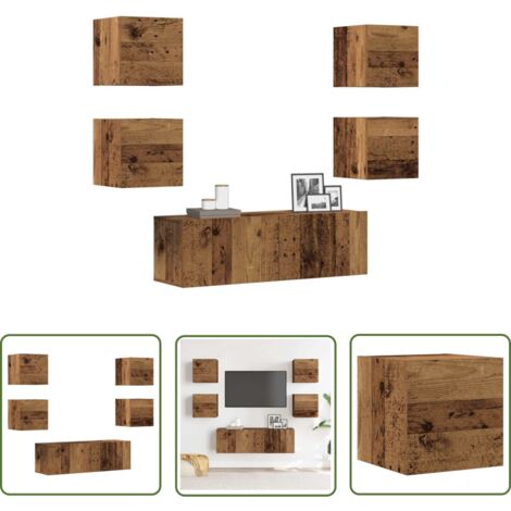 vidaXL Ensemble de meuble TV mural 5 pcs vieux bois bois d'ingénierie