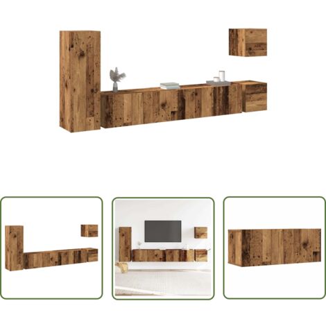 vidaXL Ensemble de meuble TV mural 5 pcs vieux bois bois d'ingénierie
