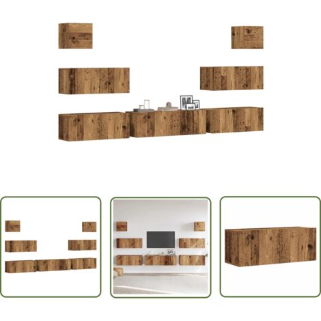 vidaXL Ensemble de meuble TV mural 7 pcs vieux bois bois d'ingénierie