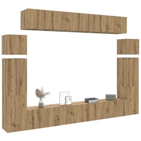 vidaXL Ensemble de meuble TV mural 8 pcs chêne artisanal