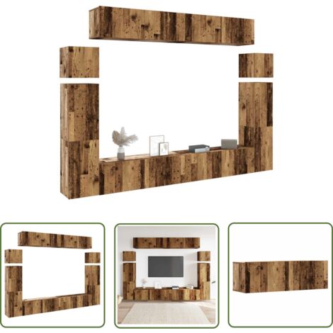 vidaXL Ensemble de meuble TV mural 8 pcs vieux bois bois d'ingénierie