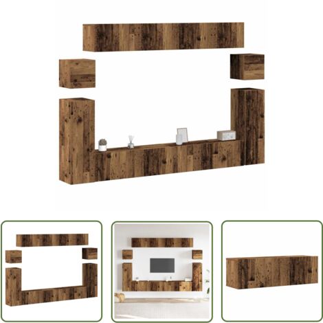 vidaXL Ensemble de meuble TV mural 8 pcs vieux bois bois d'ingénierie