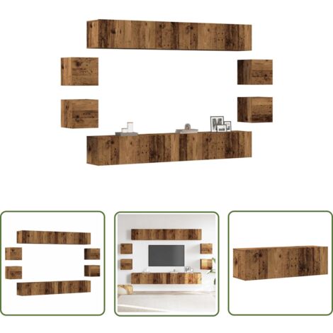 vidaXL Ensemble de meuble TV mural 8 pcs vieux bois bois d'ingénierie